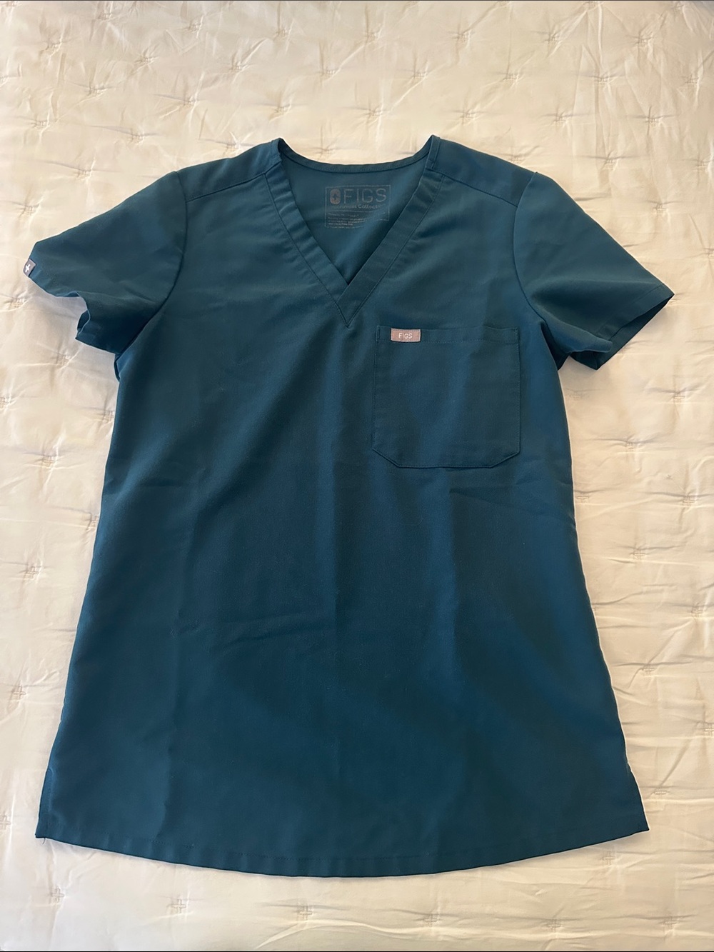 Figs Teal V-Neck Medical Scrub Top